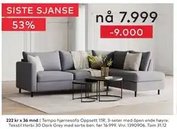 Skeidar Tempo hjørnesofa Oppsett 11R tilbud