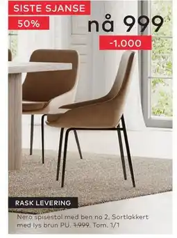 Skeidar Nero spisestol tilbud