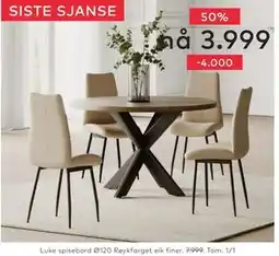 Skeidar Luke spisebord Ø120 tilbud