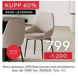 Skeidar Nero spisestol tilbud