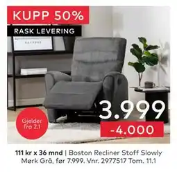 Skeidar Boston Recliner tilbud