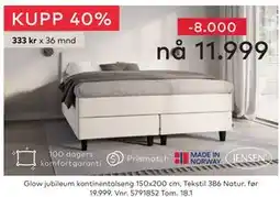 Skeidar Glow jubileum kontinentalseng tilbud