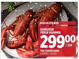 Meny KANADISK FERSK HUMMER tilbud