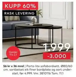 Skeidar Porto lite sofabordsett tilbud