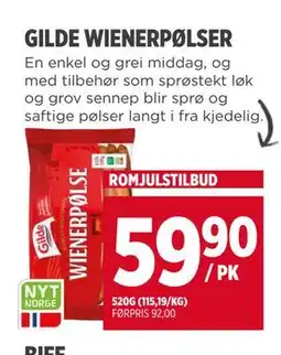 Meny GILDE WIENERPØLSER tilbud