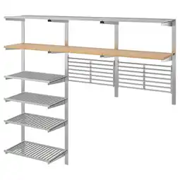 IKEA Kungsfors Skinne med hylleplater/gitter, rustfritt stål/bambus tilbud