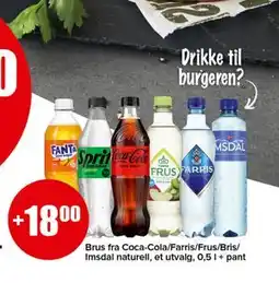 Spar Brus fra Coca-Cola/Farris/Frus/Bris/Imsdal naturell tilbud
