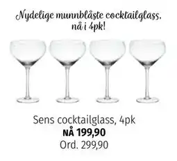 Nille Sens cocktailglass, 4pk tilbud