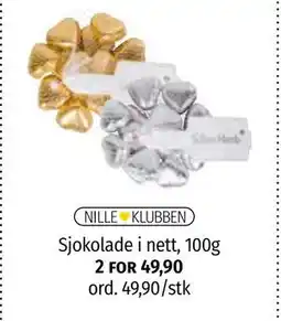 Nille Sjokolade i nett, 100g, Medlemspris tilbud