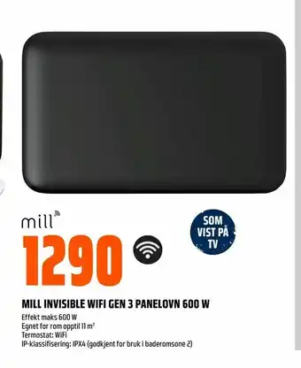 Obs Bygg Invisible wifi gen 3 panelovn 600 w tilbud
