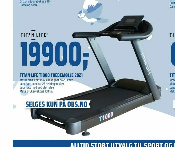 Coop Obs Titan life t1000 tredemølle 2021 tilbud