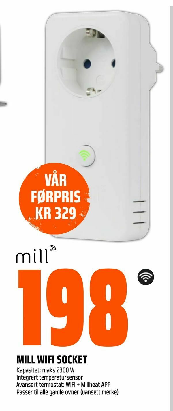 Mill wifi socket tilbud hos Obs Bygg