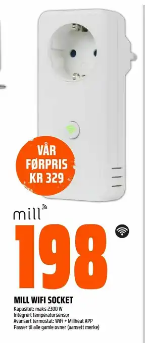 Obs Bygg Mill wifi socket tilbud