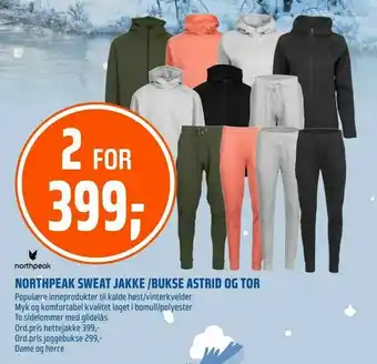Coop Obs Northpeak sweat jakke /bukse astrid og tor tilbud