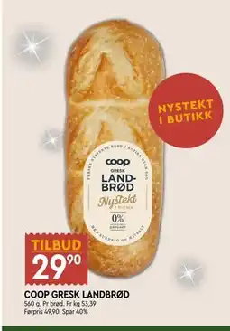 Coop Mega COOP GRESK LANDBRØD tilbud