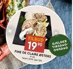 Coop Mega FINE DE CLAIRE ØSTERS tilbud