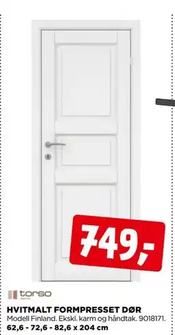 jem & fix HVITMALT FORMPRESSET DØR tilbud