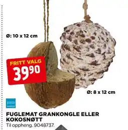jem & fix FUGLEMAT GRANKONGLE ELLER KOKOSNØTT tilbud