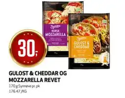 Bunnpris GULOST & CHEDDAR OG MOZZARELLA REVET tilbud