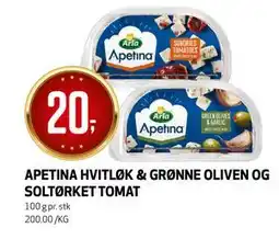 Bunnpris APETINA HVITLØK & GRØNNE OLIVEN OG SOLTØRKET TOMAT tilbud