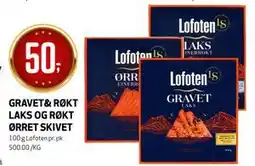 Bunnpris GRAVET& RØKT LAKS OG RØKT ØRRET SKIVET tilbud