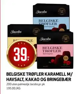 Bunnpris BELGISKE TRØFLER KARAMELL M/ HAVSALT, KAKAO OG BRINGEBÆR tilbud