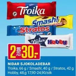 Europris Nidar sjokoladebar tilbud