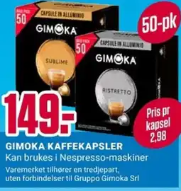 Europris Gimoka kaffekapsler tilbud
