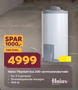 Megaflis Høiax Titanium Eco 200 varmtvannsbereder tilbud