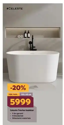 Megaflis Celeste Treviso badekar tilbud