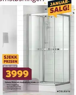 Megaflis Celeste Silvia rett dusjkabinett krom tilbud