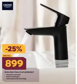 Megaflis Grohe Start Clova S servantbatteri tilbud