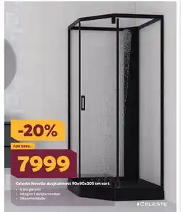 Megaflis Celeste Novello dusjkabinett 90x90x205 cm sort tilbud