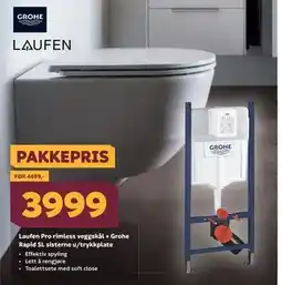 Megaflis Laufen Pro rimless veggskål + Grohe Rapid SL sisterne u/trykkplate tilbud