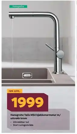 Megaflis Hansgrohe Talis M54 kjøkkenarmatur m/ uttrekk krom tilbud