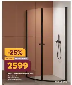 Megaflis Celeste Lucca buet dusjhjørne sort tilbud