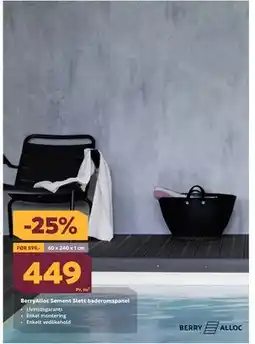 Megaflis BerryAlloc Sement Slett baderomspanel tilbud