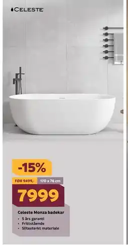 Megaflis Celeste Monza badekar tilbud
