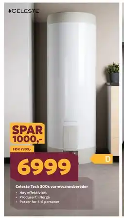 Megaflis Celeste Tech 300s varmtvannsbereder tilbud