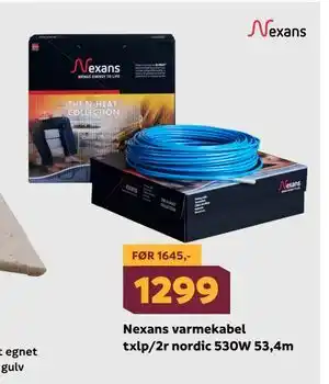 Megaflis Nexans varmekabel txlp/2r nordic 530W 53,4m tilbud