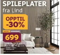 Megaflis Lind Akustikk spileelement Søgne 14 spiler 242 x 60 x 2,1 cm tilbud