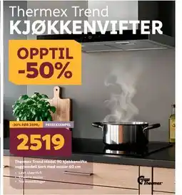 Megaflis Thermex Trend Model 90 kjøkkenvifte veggmodell sort med motor 60 cm tilbud