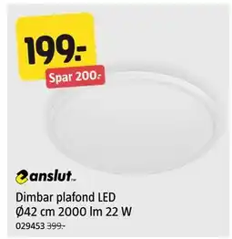 Jula Dimbar plafond LED Ø42 cm 2000 lm 22 W tilbud