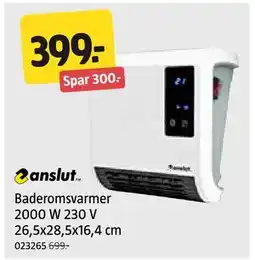 Jula Baderomsvarmer 2000 W 230 V 26,5x28,5x16,4 cm tilbud