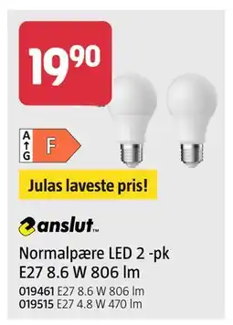 Jula Normalpære LED 2 -pk E27 8.6 W 806 lm tilbud