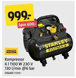 Jula Kompressor 6 l 1100 W 230 V 130 l/min @6 bar tilbud