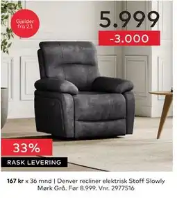 Skeidar Denver recliner tilbud
