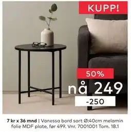 Skeidar Vanessa bord sort tilbud