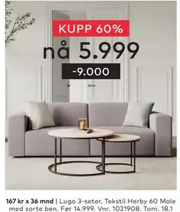 Skeidar Lugo 3-seter tilbud