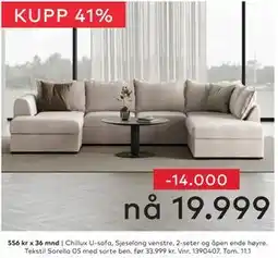 Skeidar Chillux U-sofa tilbud